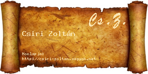 Csiri Zoltán névjegykártya