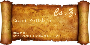 Csiri Zoltán névjegykártya